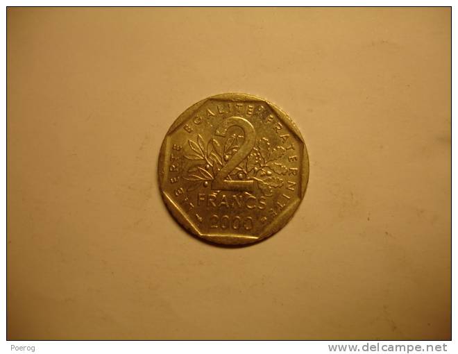 PIECE DE MONNAIE - COIN - FRANCE - 2000 - 2 FRANC - 2f - Circulée - Used - Photos Pile Et Face Francs - Autres & Non Classés