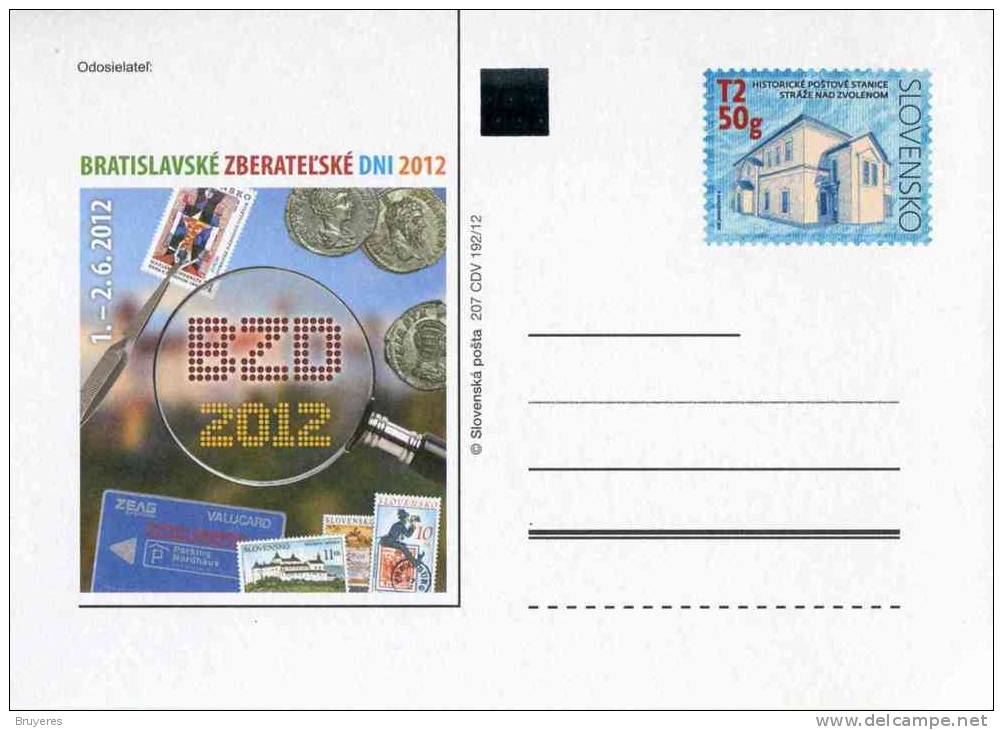 Entier Postal Sur CP Avec Illust. "Bourse Des Collectioneurs De Bratislava 2012" - Postales