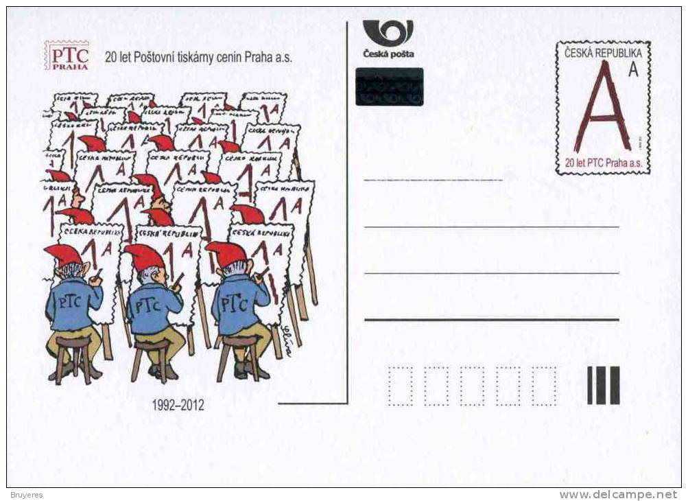 Entier Postal De 2012 Sur Carte Postale Avec Illustration "20 Ans De L'imprimerie De La Poste De Prague" - Cartes Postales
