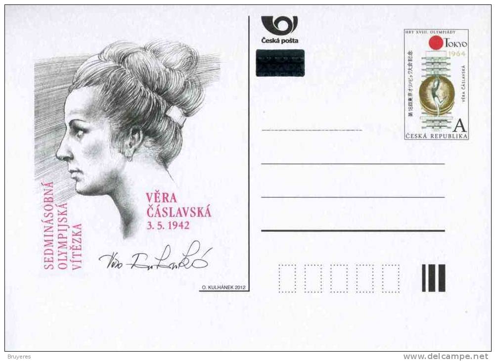 Entier Postal De 2012 Sur Carte Postale Avec Illustration "Vera Caslavska (J.O. Tokyo 1964)" - Cartes Postales