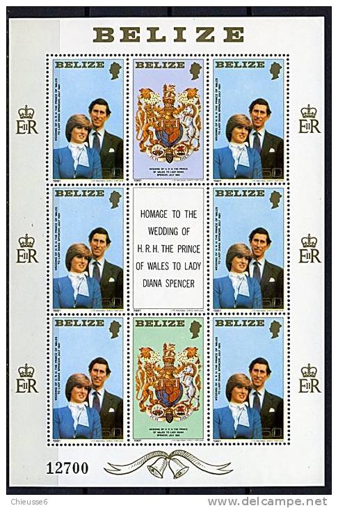 Belize Ob N° 521 à 523 En 3 Feuilles - Mariage Royal En Angleterre - Belize (1973-...)