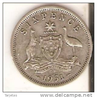 MONEDA DE PLATA DE AUSTRALIA DE 6 PENCE DEL AÑO 1951  (COIN) SILVER,ARGENT - Otros & Sin Clasificación