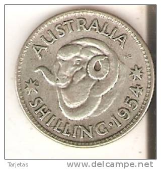 MONEDA DE PLATA DE AUSTRALIA DE 1 SHILLING DEL AÑO 1954  (COIN) SILVER,ARGENT - Shilling