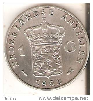 MONEDA DE PLATA DE ANTILLAS DE 1 GULDEN DEL AÑO 1952 (COIN) SILVER- ARGENT - Antillas Neerlandesas