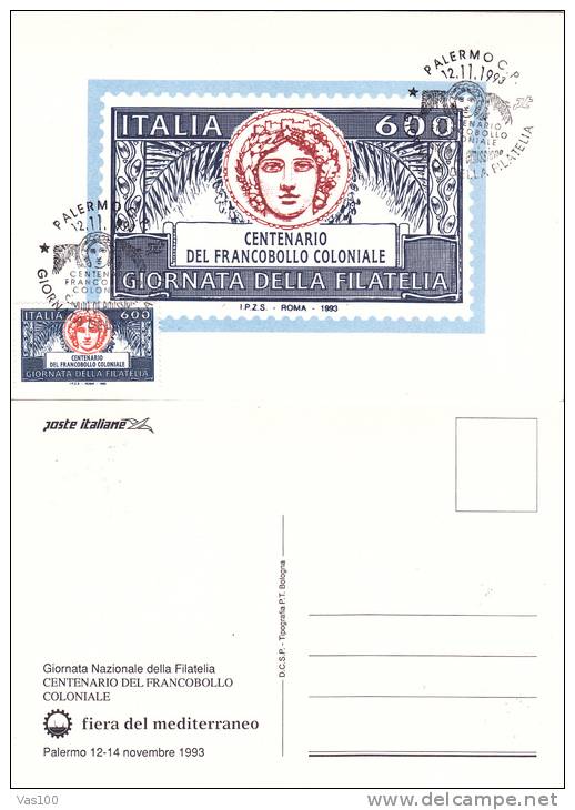PHILATELY DAY, 1993, CM. MAXI CARD, CARTES MAXIMUM, ITALY - Maximum Cards
