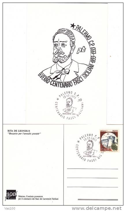 B. VERRO FASCI SICILIANI, 1993, CM. MAXI CARD, CARTES MAXIMUM, ITALY - Maximum Cards