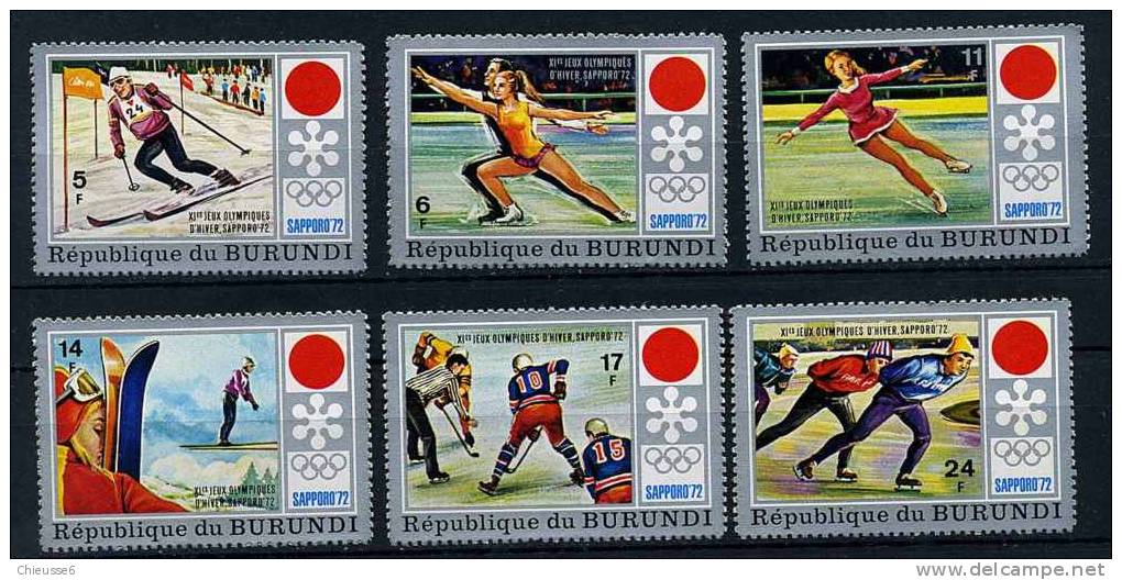 Burundi ** N° 489 à 494 - J.O. De Sapporo (slalom, Patinage, Saut, Hockey) - Unused Stamps