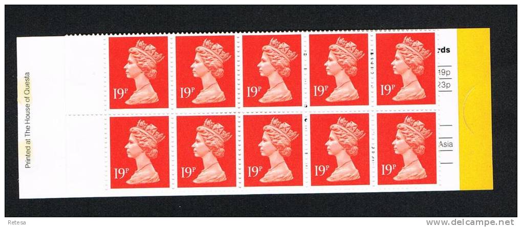 GREAT BRITAIN  CARNET  MET QUEEN  ELISABETH   1988  ** MISDRUK ONDERAAN IN DE TANDING ZEGELS - Oddities On Stamps