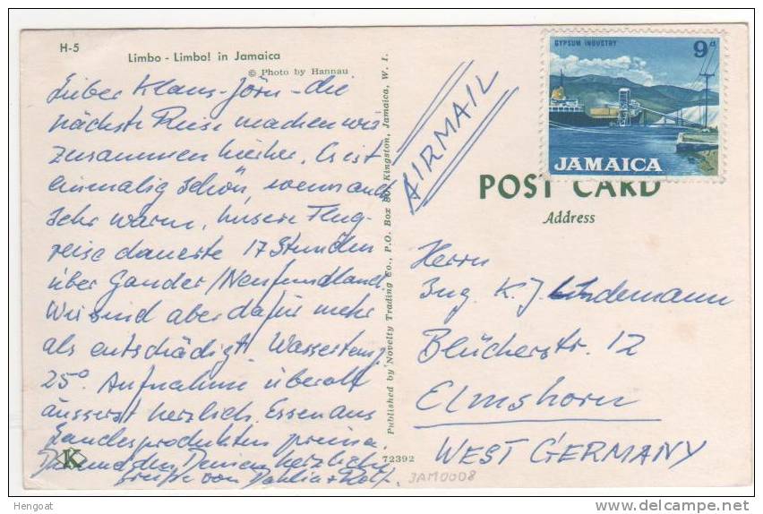 Timbre Non Oblitéré  / Carte , Postcard Pour L´Allemagne - Jamaica (1962-...)