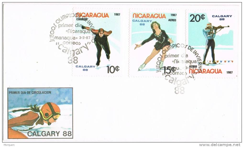 1949. Carta Nicaragua 1988. Juegos Olimpicos Calgary - Inverno1988: Calgary