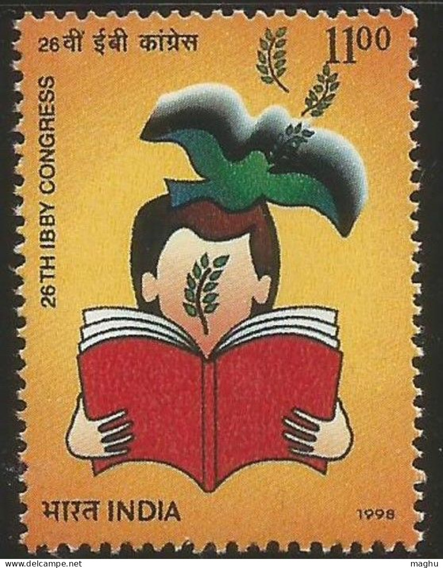 India MNH 1998, International Board On Books For Young People, IBBY, Peaee Bird Dove, Boy With Book, - Ungebraucht