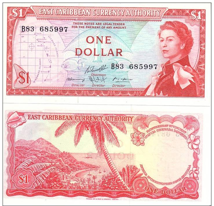 East Caribbean States P.13f  1 Dollar 1965 Unc - East Carribeans