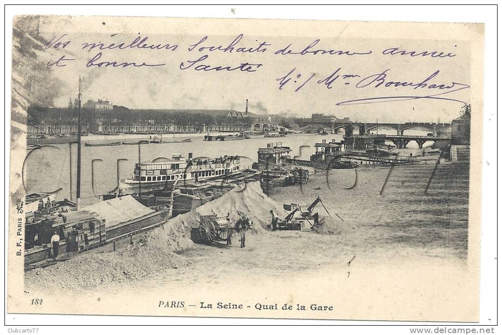 Paris 13ème Arr (75) : Chargement Du Sable Et Du Bois Quai De La Gare, Actuellement Quai F. Mauriac En 1904 (animée). - Arrondissement: 13