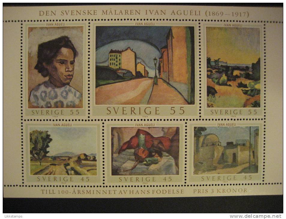 SWEDEN  1969    BIRTH  CENTENARY  OF  IVAN  AGUELA  (PAINTER)   MINIATURE SHEET - Neufs