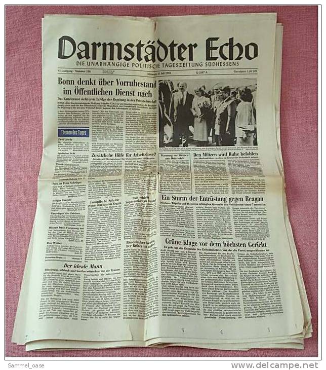 Darmstädter Echo Zeitung  -  Orig. Vom 10.7. 1985  - Vor Dem Bundesgerichtshof : Hitlers Tagebücher Ohne Ende - Autres & Non Classés