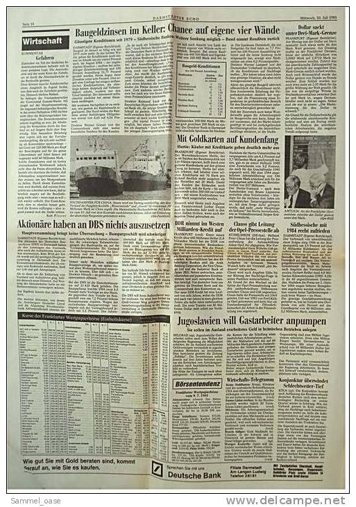 Darmstädter Echo Zeitung  -  Orig. Vom 10.7. 1985  - Vor Dem Bundesgerichtshof : Hitlers Tagebücher Ohne Ende - Autres & Non Classés