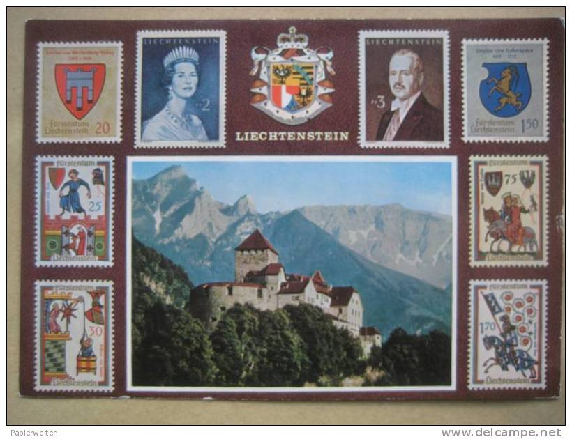 Vaduz (FL) - Schloss + Briefmarken - Liechtenstein