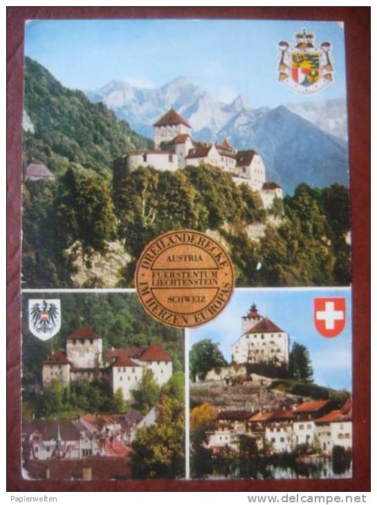 Mehrbildkarte "Dreiländerecke Im Herzen Europas Austria Fuerstentum Liechtenstein Schweiz" - Liechtenstein