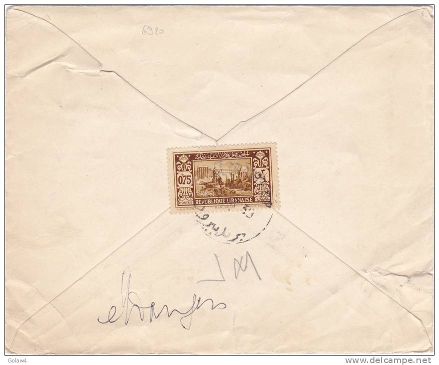 6919# GRAND LIBAN 146 BAALBECK DEF SEUL / LETTRE TARIF IMPRIME Obl BEYROUTH 1939 Pour PARIS - Lettres & Documents