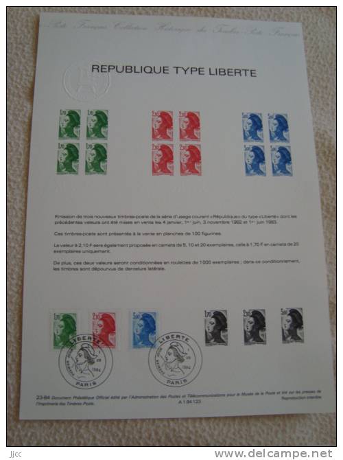 REPUBLIQUE - Type LIBERTE     - 1984  - Bon état - Documents De La Poste