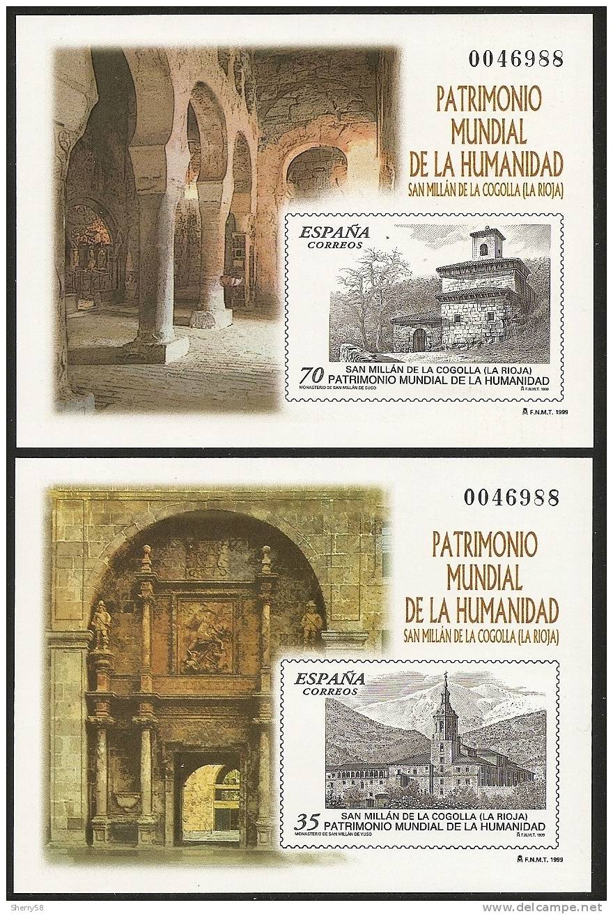 1999-PRUEBA Nº 70y71-PATRIMONIO DE LA HUMANIDAD-MONASTERIOS DE S.MILLAN DE YUSO Y DE SUSO - Probe- Und Nachdrucke