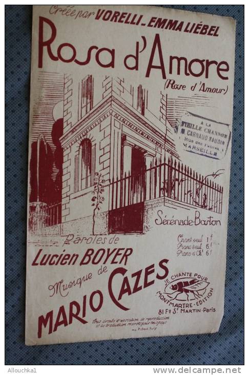 Musique,partition Musicale:Rose D'amour Rosa D'amor : Lucien Boyer, Marie Lopez ès édition Je Chante Pour Montmartre - Jazz