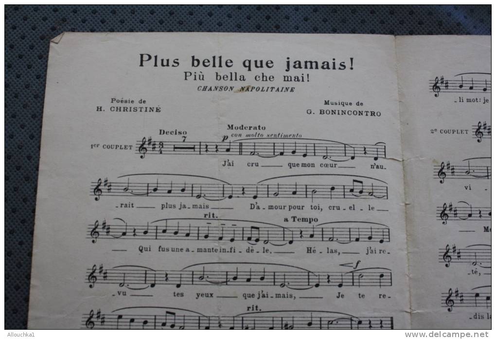 Musique,partition Musicale:plus Belle Que Jamais Chanson Napolitaine Bonincontro Poésie De Christiné&gt; Piu Bella Che M - Chansonniers