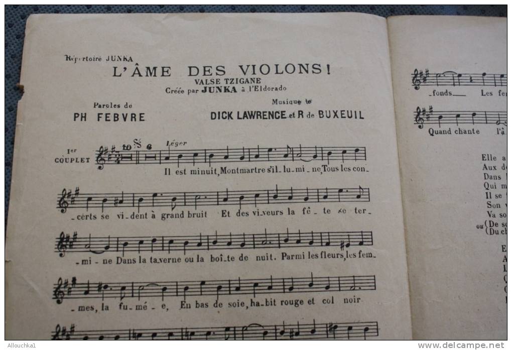 Musique,partition Musicale:l'ame Des Violons. Mélodie Tzigane Dick Lawrence-buxieul - Chansonniers