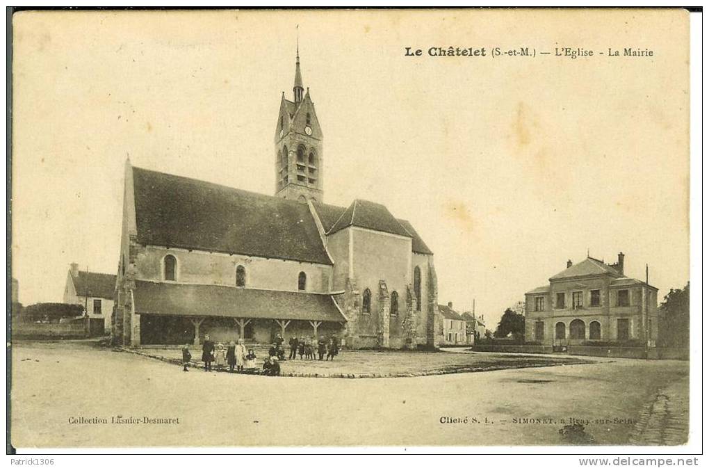 CPA  LE CHATELET, La Mairie, L'église  6014 - Le Chatelet En Brie