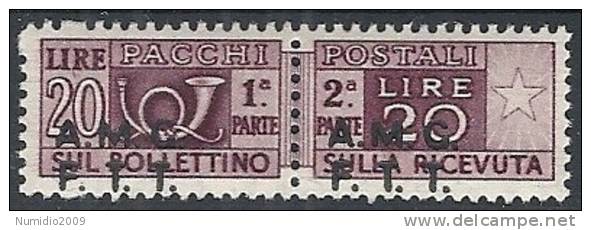 1947-48 TRIESTE A PACCHI POSTALI 20 £ VARIETà SOPRASTAMPA SPOSTATA MH * - R10789 - Colis Postaux/concession