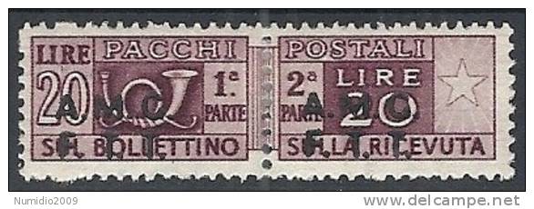 1947-48 TRIESTE A PACCHI POSTALI 20 £ VARIETà SOPRASTAMPA SPOSTATA MH * - R10789 - Postal And Consigned Parcels