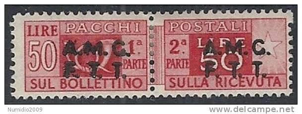 1947-48 TRIESTE A PACCHI POSTALI 50 £ VARIETà  MH * - R10790-2 - Postpaketen/concessie