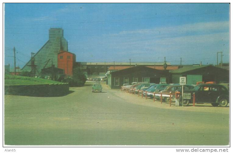 Flin Flon Manitoba Canada, Huson Bay Mining &amp; Smelting Company, Mine, Autos, 1950s Vintage Postcard - Other & Unclassified