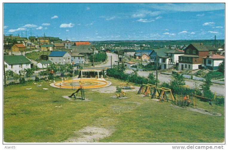 Flin Flon Manitoba Canada, Childrens Rotary Park, Playground Toys Swings, Home Architecture, 1950s Vintage Postcard - Altri & Non Classificati