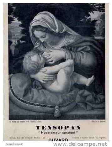 BUVARD   LA VIERGE AU COUSSIN VERT  D'ANDRÉA SOLARIO  PUB "TENSOPAN" - Peintures