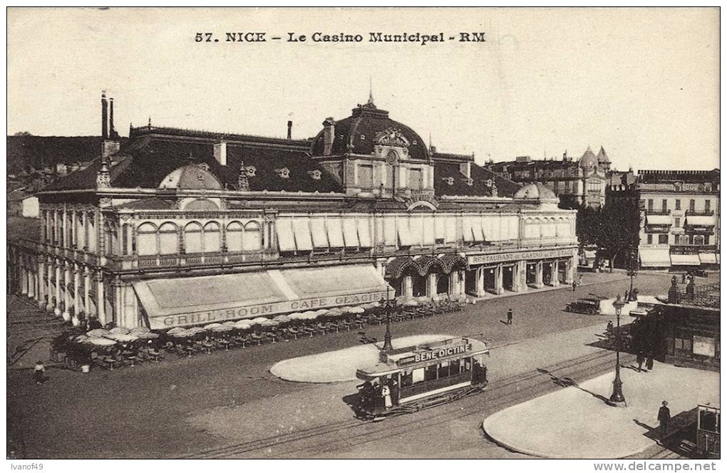 06 - NICE - CPA - Casino Municipal - Vue  Animée, Tramways - Ed RM  1928 - Stadsverkeer - Auto, Bus En Tram