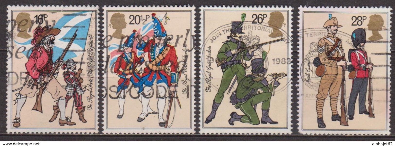 Soldats - 1983 - GRANDE BRETAGNE - Royal Scots, Fusiliers, The Royal Green Jackets, Irish Guards - N° 1094 à 1097 - Oblitérés