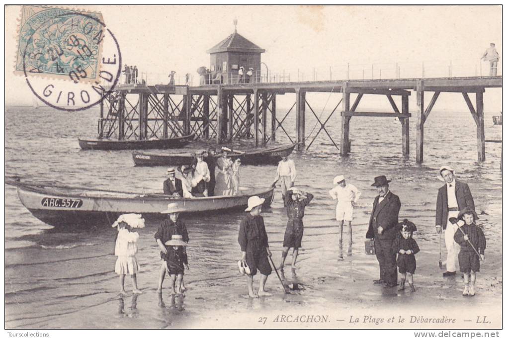 CPA 33 @ ARCACHON @ La Plage Et Le Débarcadère En 1905 @ Bateau ARC 5577 - Arcachon