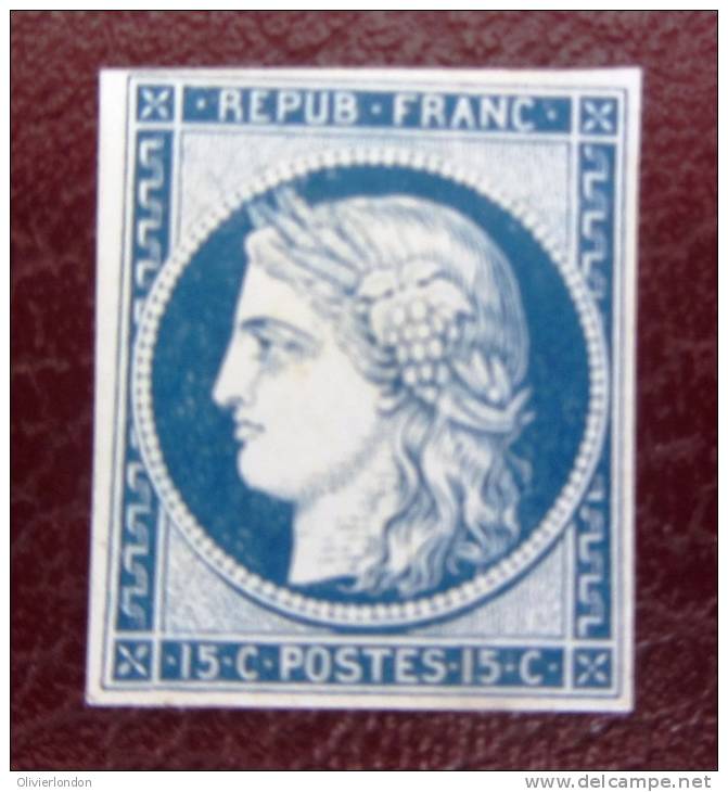 Essai 15c Ceres 1849 Bleu \'Papier Epais Dit Carton\' Avec Charniere Au Dos - Rare Et TB - 1849-1850 Cérès