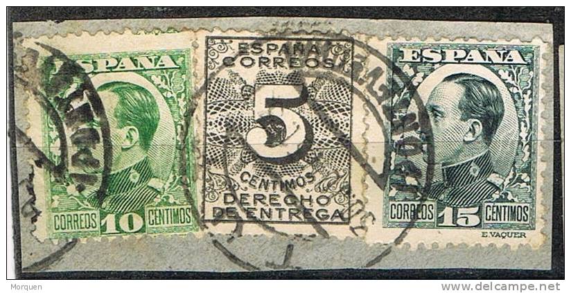 Fragmento 10 Y 15 Cts Alfonso XIII Y Derecho Entrega, TUY (Pontevedra), Num 492-3 Y 592 º - Usados