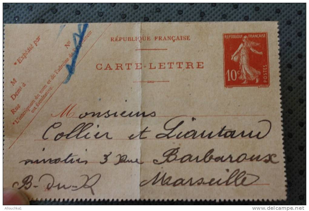 Entier Postal Entier Postaux Carte-lettre Du 19 Août 1913 à L'abattoir Pour Marseille Voir Flamme Au Verso - Cartoline-lettere