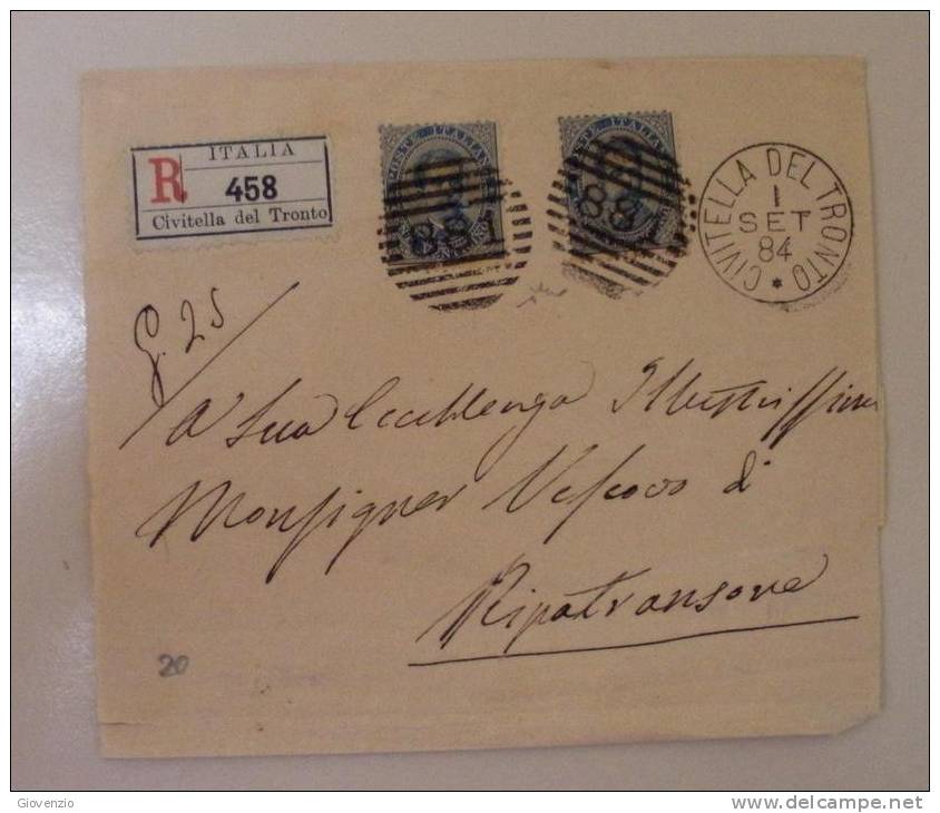 REGNO UMBERTO 1884 RACC DA CIVITELLA DEL TRONTO A RIPATRANSONE- 4478 - Storia Postale