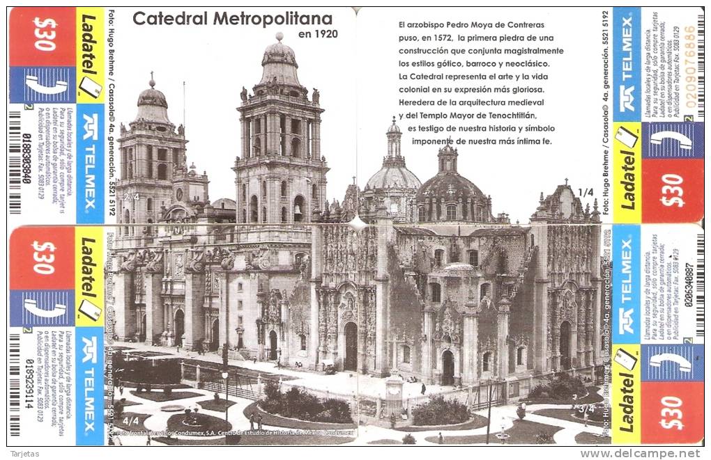 PUZZLE DE 4 TARJETAS DE MEXICO DE LA CATEDRAL METROPOLITANA - Puzzle