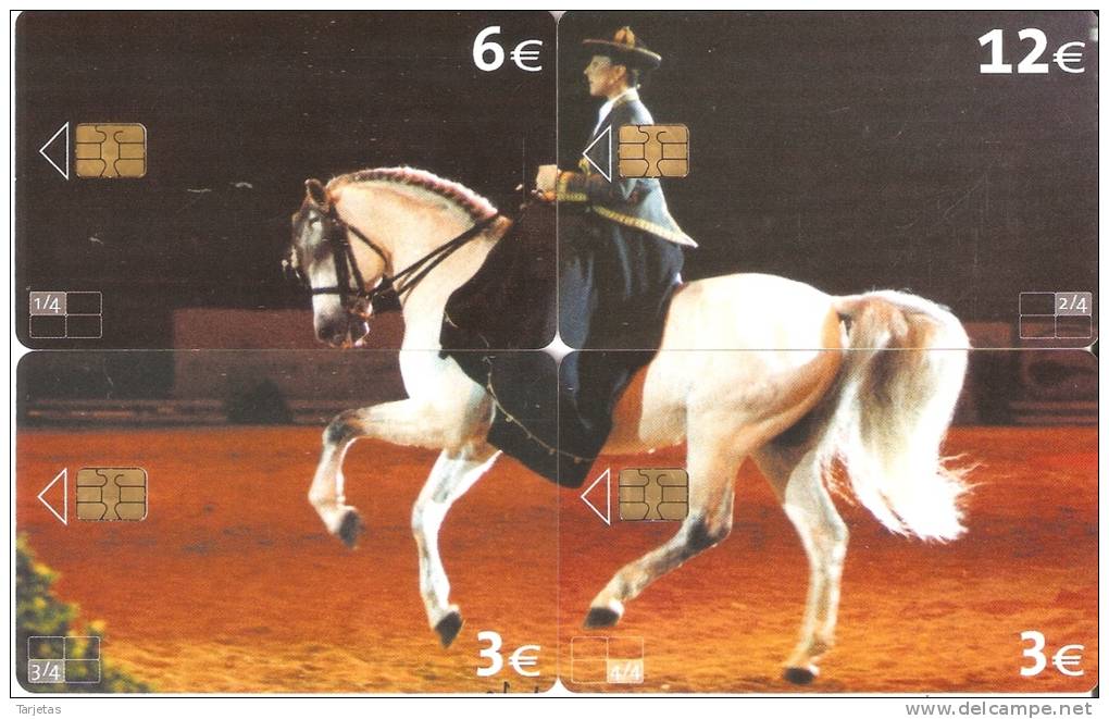 PUZZLE DE 4 TARJETAS DE ESPAÑA DE UN CABALLO (HORSE) - Puzzle