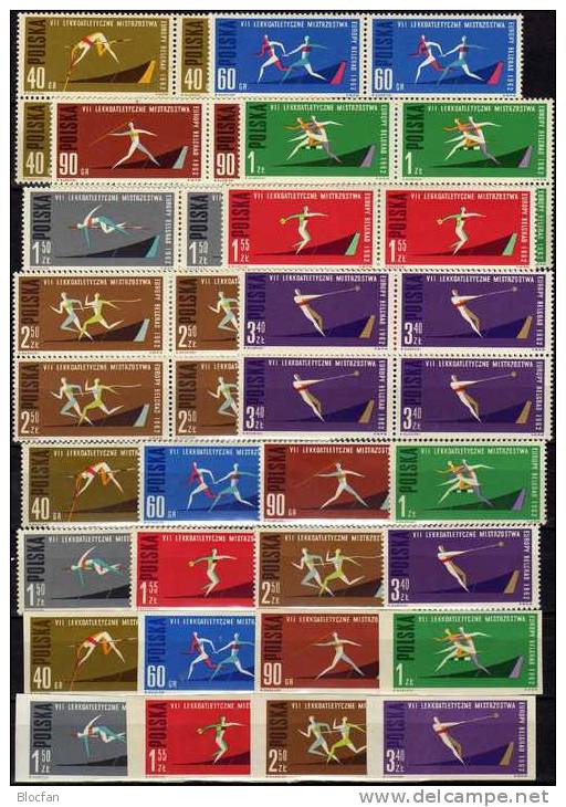 Leichtathletik-EM 1962 Polen 1338/5A,B Plus 4-Block ** 16€ Sprung Staffellauf Wurf Diskuswurf Sprint Sport Set Of Polska - Sammlungen