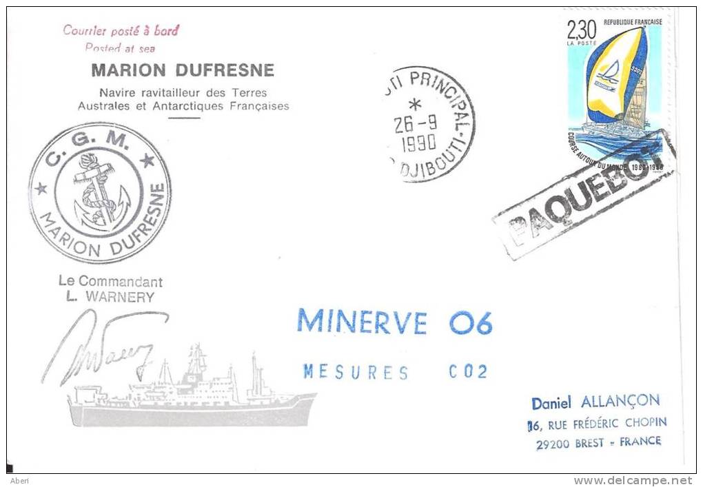 8446  MARION DUFRESNE - MINERVE 06 - DJIBOUTI - PAQUEBOT - Lettres & Documents