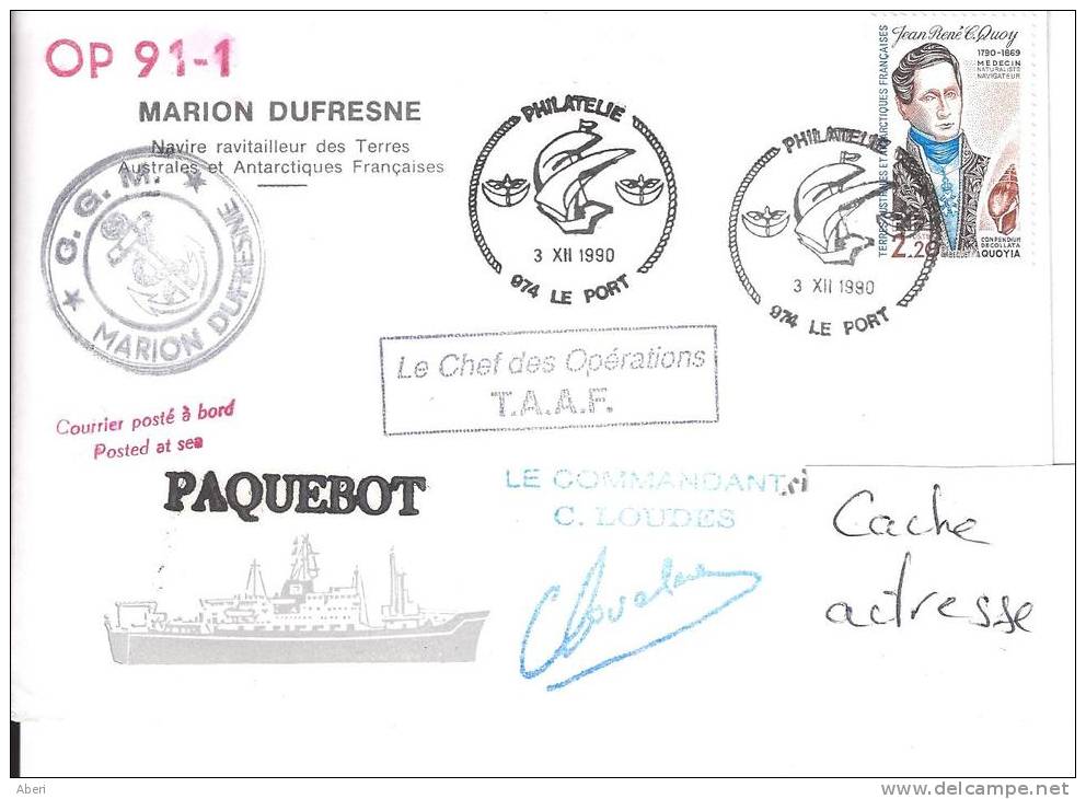 8457  MARION DUFRESNE - OP 91-1 - LE PORT - REUNION - PAQUEBOT - Cartas & Documentos