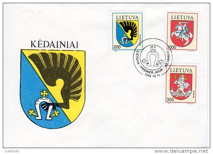 LITHUANIA 1992 Town Arms FDC.  Michel 505-07 - Litouwen