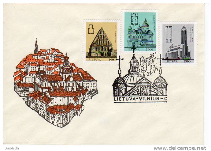 LITHUANIA 1993 Churches FDC.  Michel 511-13 - Lithuania