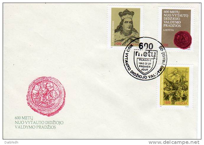 LITHUANIA 1993 Vytautas 600th Anniversary FDC.  Michel 518-20 - Lithuania